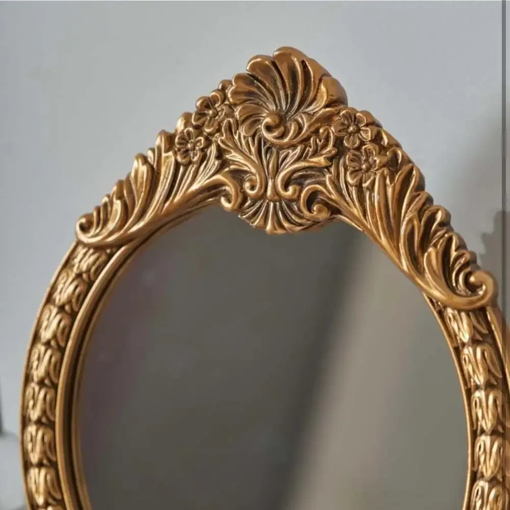 HSDDHOME Small Vintage Round Gold Vanity Mirror – 9.5